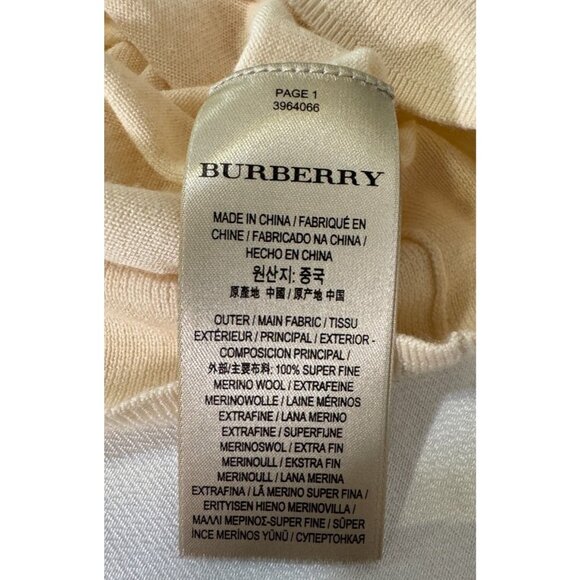 $395 Burberry London Beige Luxury Merino Wool Minimalist Sweater Pullover Sz L - Picture 10 of 16